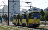 Die erste Fahrt auf der Neubaustrecke Johannisthal-Adlershof: Fahrleitungs-Messfahrt am 14.09.2021 mit Tw 4572 - Rangieren an der Zwischenendstelle Gro-Berliner Damm/Gerhard-Sedlmayr-Strae.