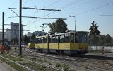 Die erste Fahrt auf der Neubaustrecke Johannisthal-Adlershof: Fahrleitungs-Messfahrt am 14.09.2021 mit Tw 4572 Gro-Berliner Damm/Gerhard-Sedlmayr-Strae.