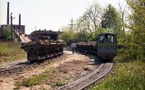 Am 14.04.1991 waren zwei WLs 50 im Einsatz. Im Hintergrund der Schrgaufzug zum Beschickerboden.