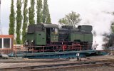 Die Tkt48-109 auf der Drehscheibe in Międzyrzecz am 25. Mai 1991