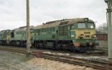 Von der PKP 1993 in Gniezno abgestellte ST44 mit der  ST44-913 und -258 an der Spitze.