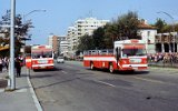Die offenen Linienbusse waren in der Sommerhitze ganz angenehm. Allerdings fuhren Sie auch bei Regen. Calea București 1989