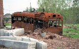 Traurige Reste der stillgelegten Strassenbahn von Karpinsk am 21.06.1995