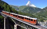 Das Findelenbachviadukt oberhalb von Zermatt mit dem Matterhorn am 16.07.2016. Erst am dritten Standort reichte das Vario-Objektiv fr Aufnahmen im Querformat...